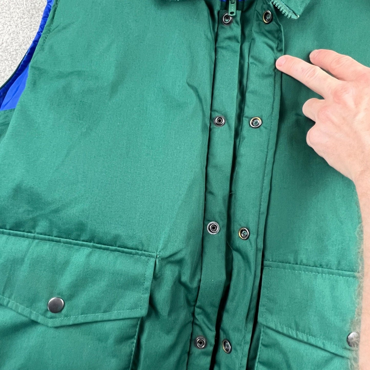 Outdoor Exchange Reversible Puffer Vest Mens XL Green Blue Down Gorpcore Hiking