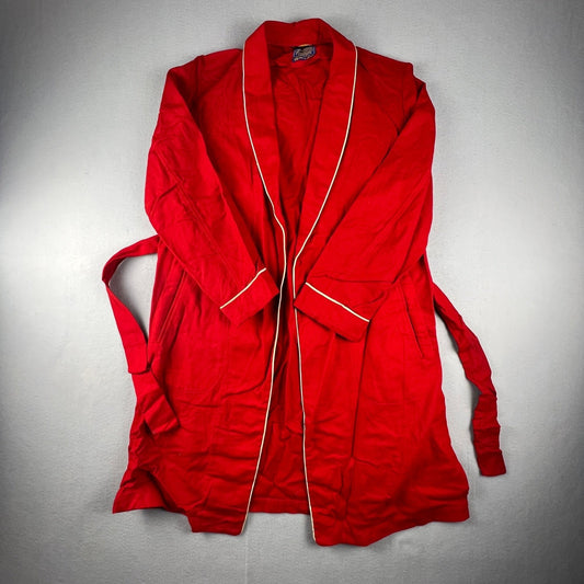 VTG Pendleton Robe Womens Medium Red Wool Piping Belted Loungewear Classic