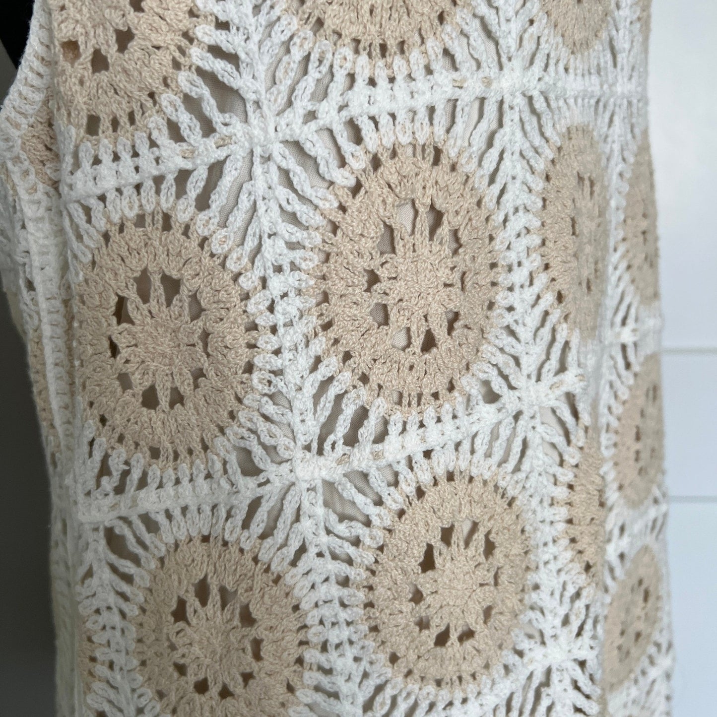 Zara Crochet Mini Dress Womens XL Lined Boho Festival Bridal Coquette