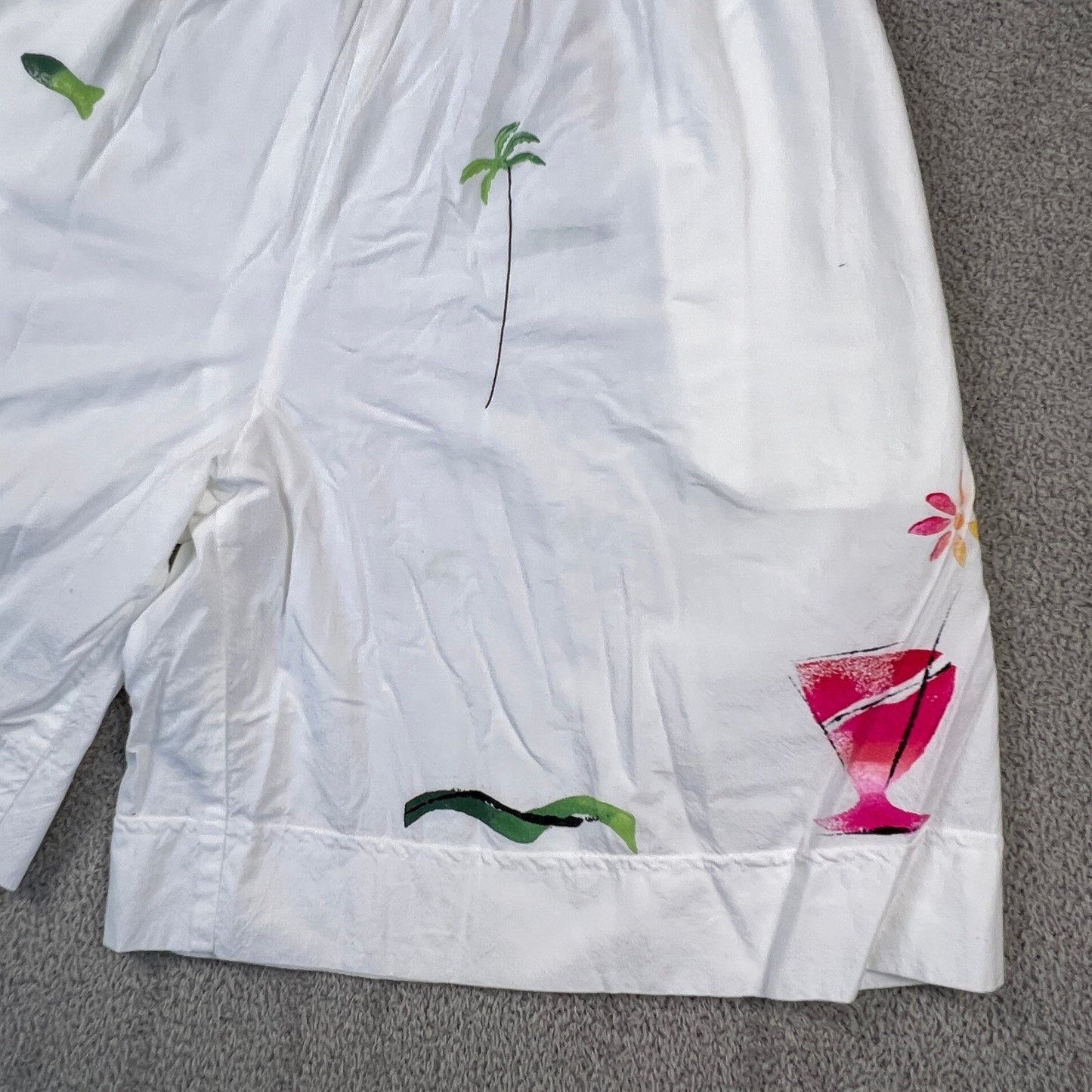 VTG Play Alegre Hand Painted Shorts Womens L Tropical Cotton Beach Summer Boho