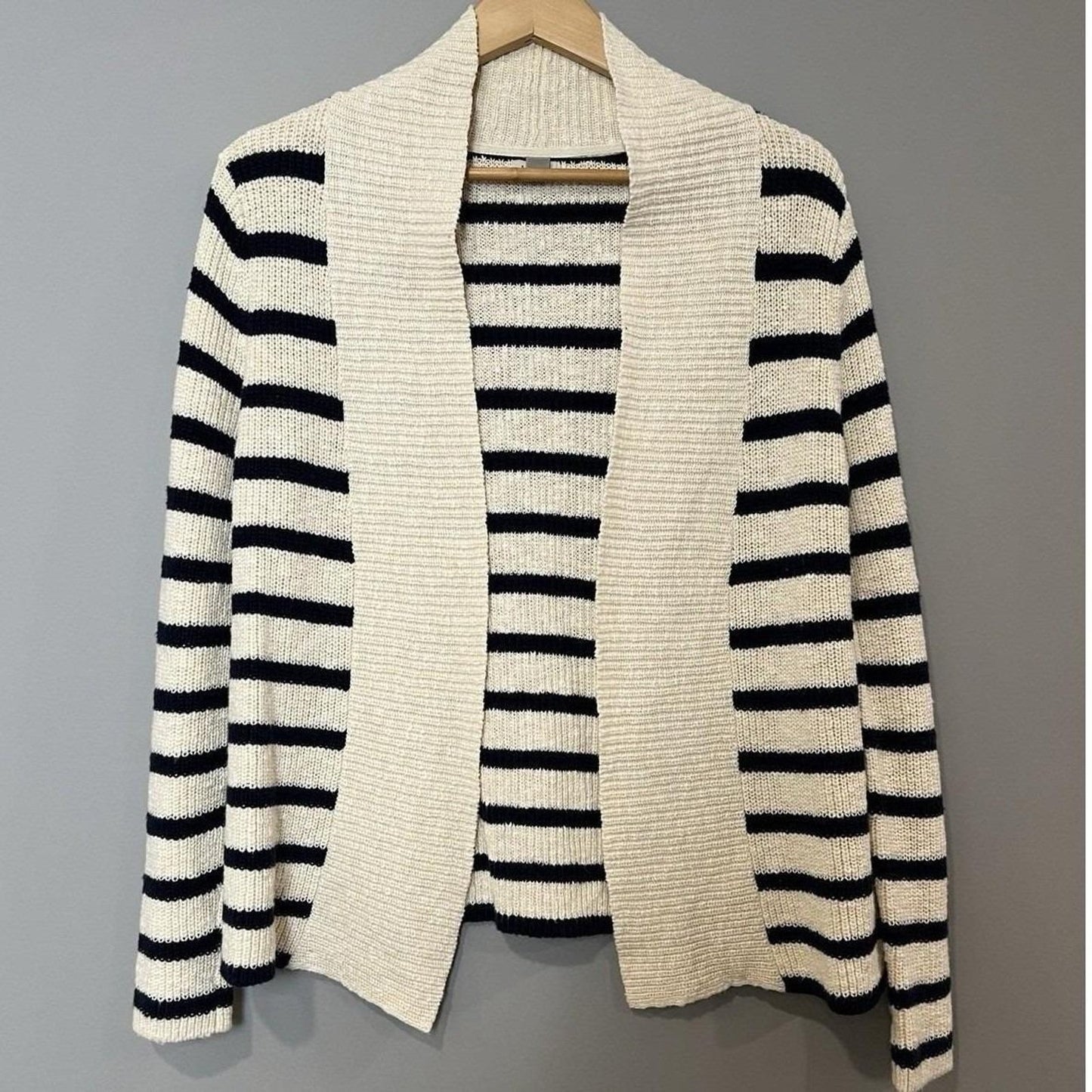 L.L.Bean Nautical Stripe Cardigan Womens XS Shawl Collar Coastal Preppy