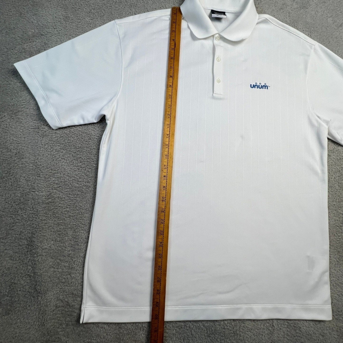 Nike Golf Dri Fit White Mens Polo Large Shirt Embroidered Unum Logo