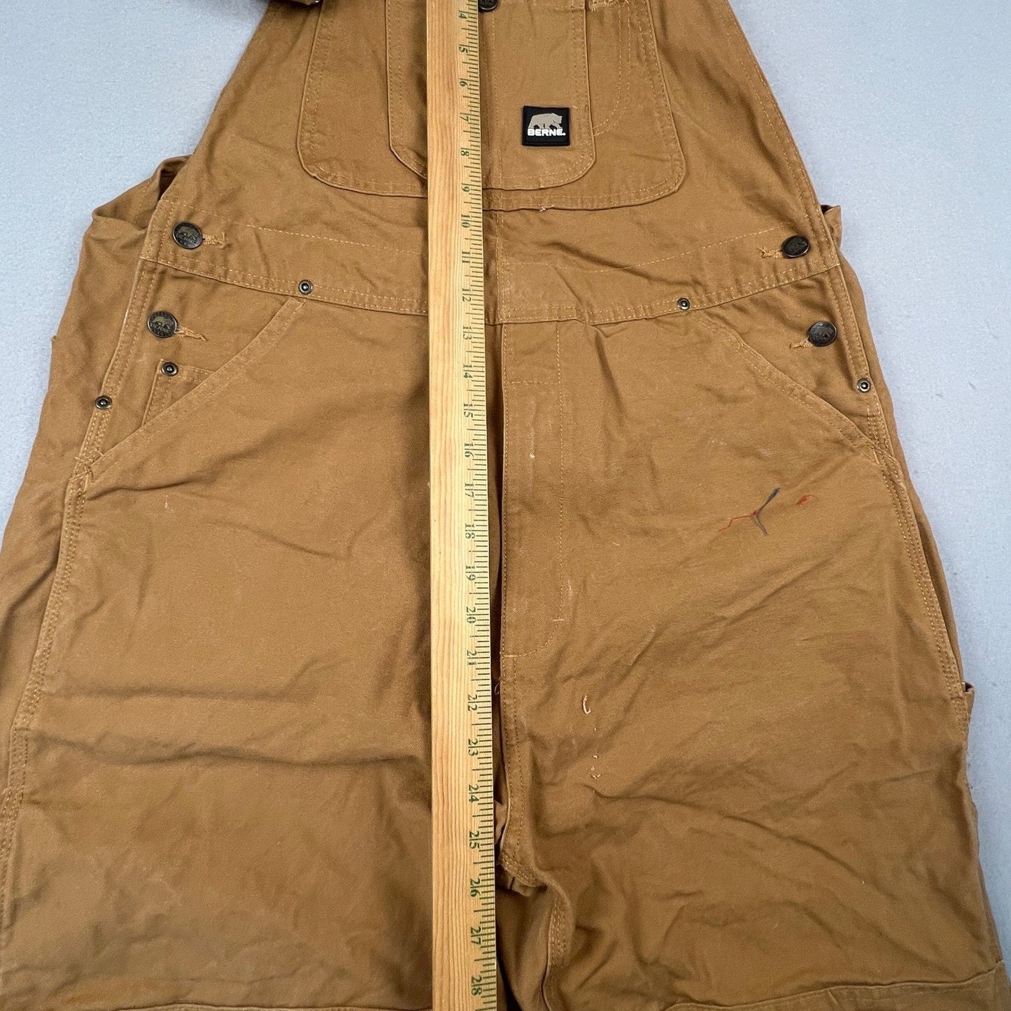 Berne Bib Overalls Mens 38x30 Cotton Duck Canvas Workwear Dble Knee Rugged Brown