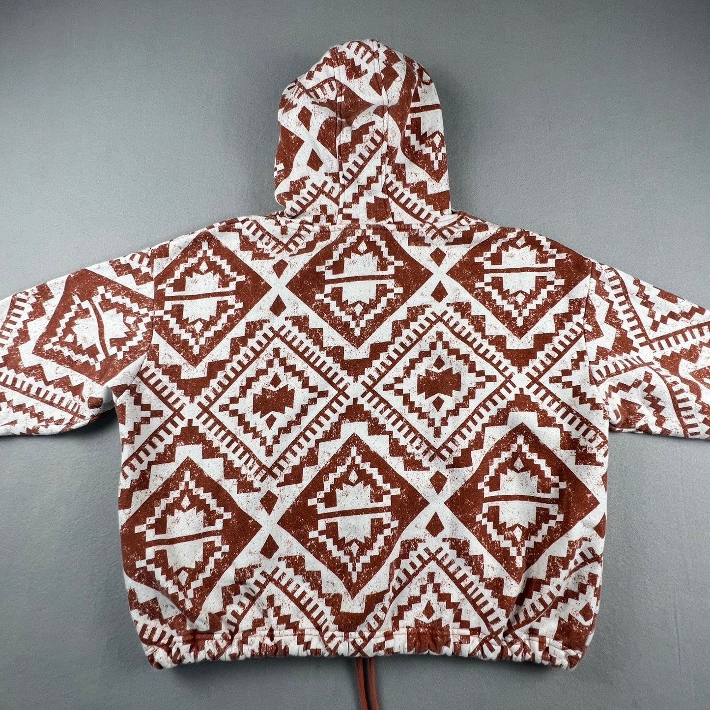 Wrangler Retro Hoodie Womens Large Rust Orange Southwestern Geometric Pullover