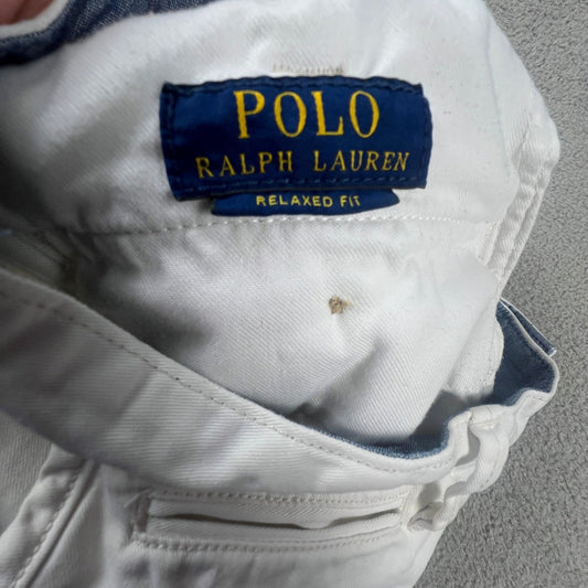 Polo Ralph Lauren Relaxed Fit Chino Shorts Mens 36 Wite Cotton Twill Preppy Golf