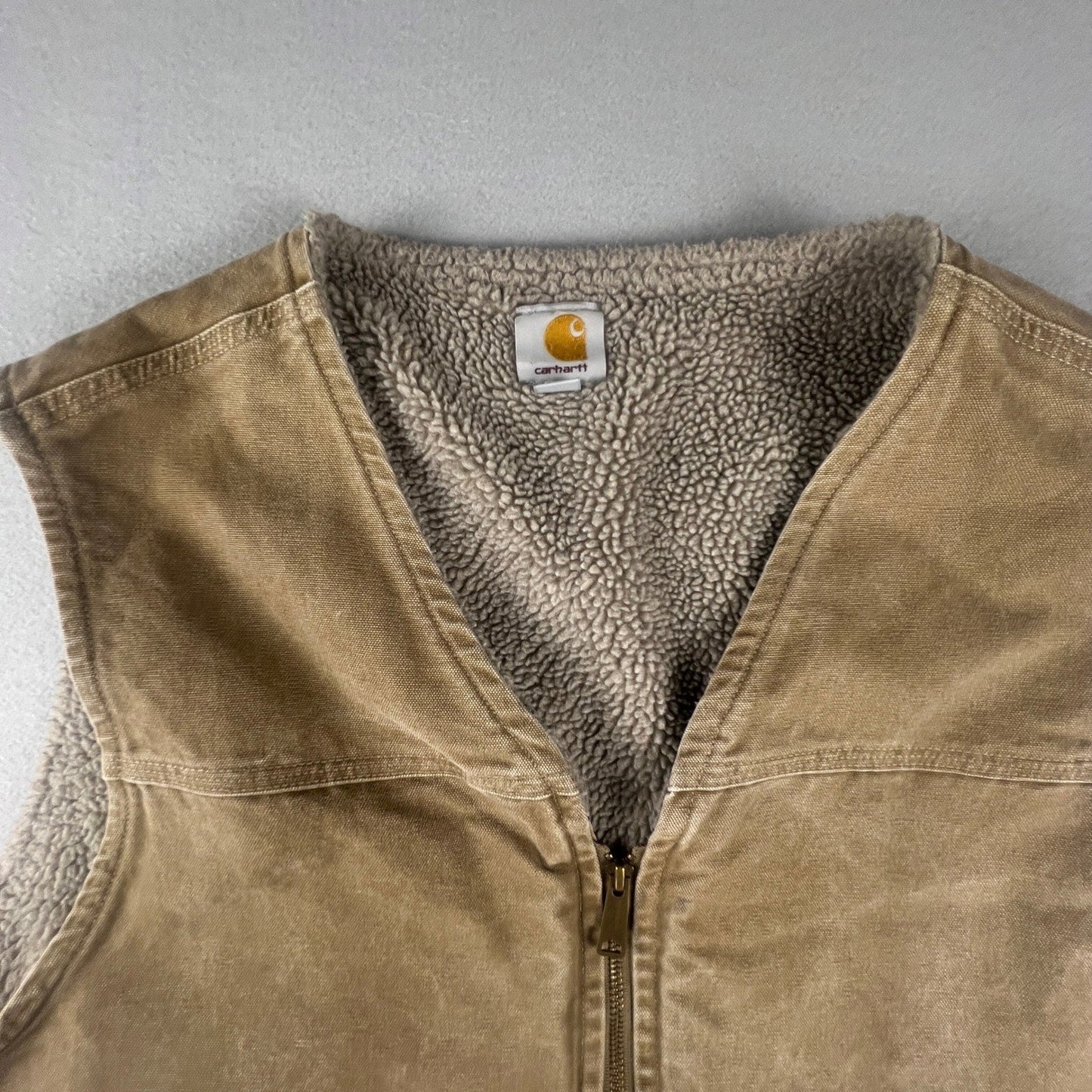 Carhartt V26 FRB Sandstone Duck Vest Mens 3XL Brown Sherpa Lined Workwear Artist