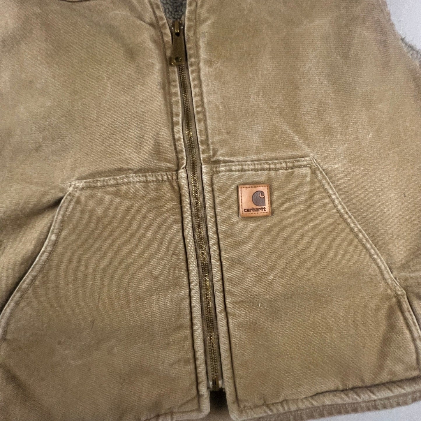 Carhartt V26 FRB Sandstone Duck Vest Mens 3XL Brown Sherpa Lined Workwear Artist