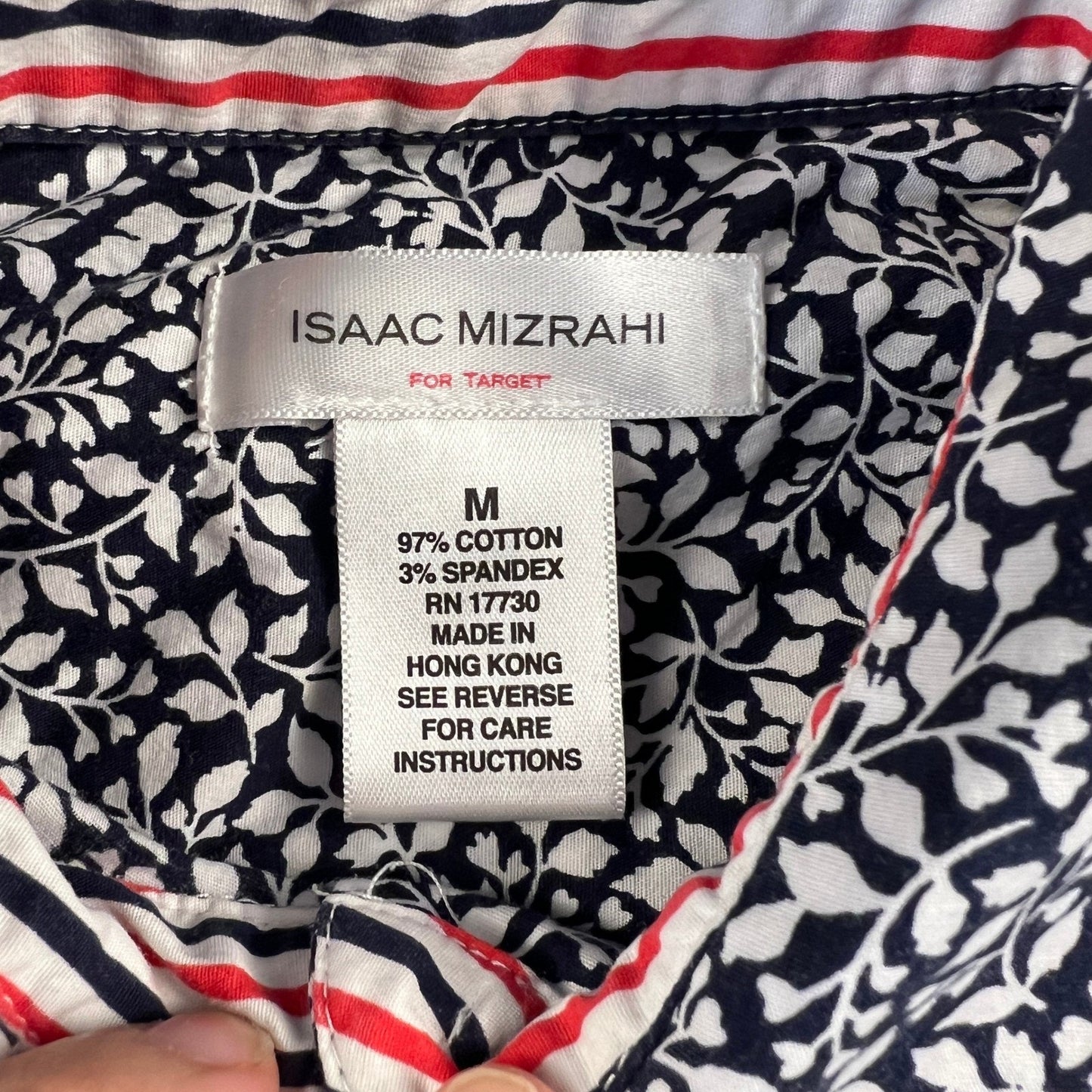 Isaac Mizrahi Shirt Dress Womens Medium Blue Floral Sleeveless Cotton Preppy