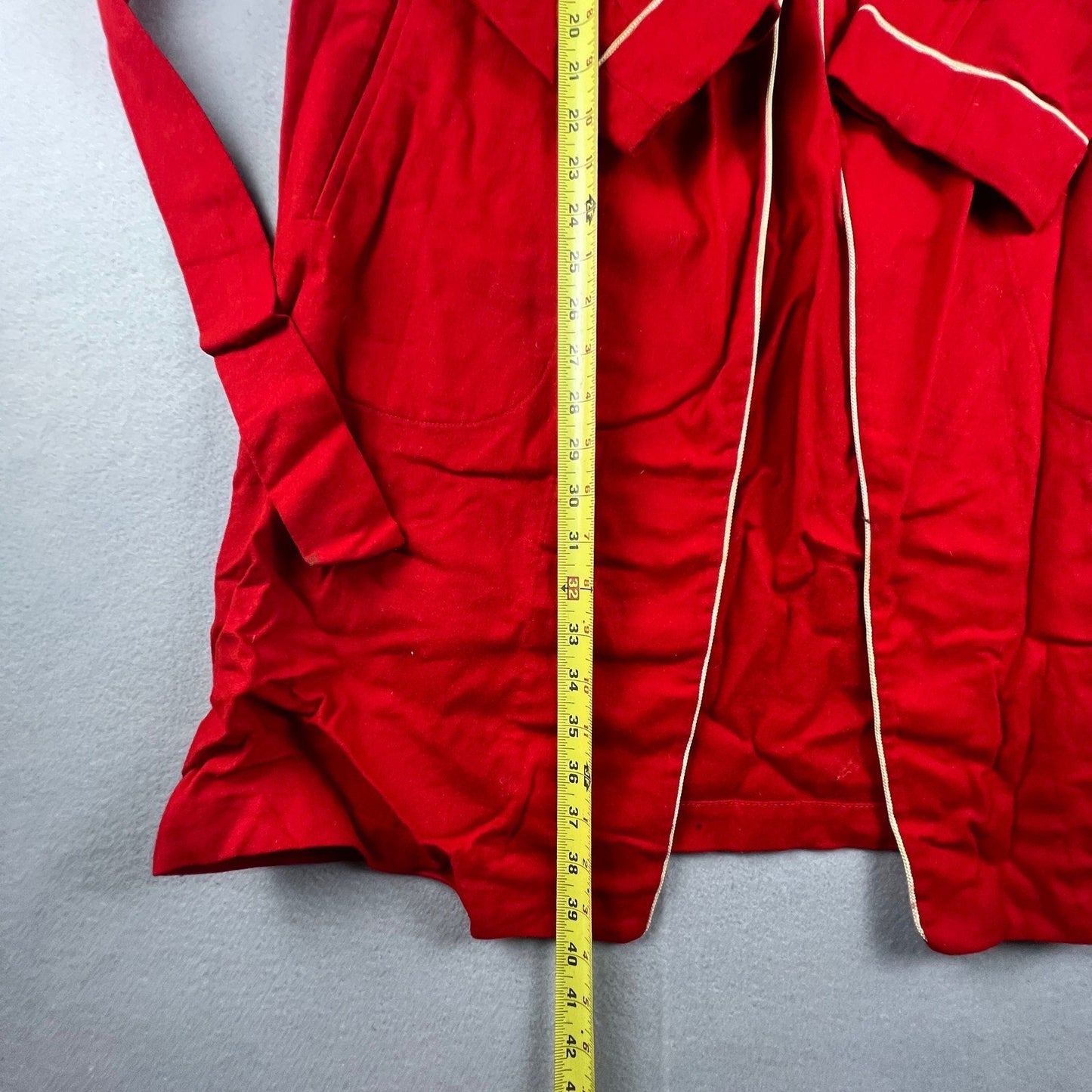 VTG Pendleton Robe Womens Medium Red Wool Piping Belted Loungewear Classic