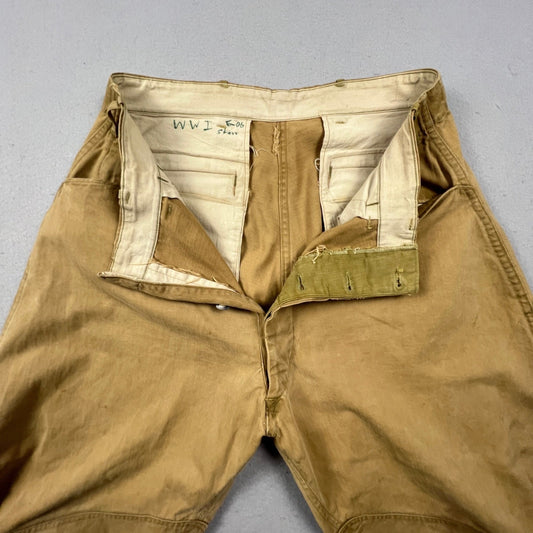 WWI Era US Army Style Khaki Riding Breeches Cavalry Jodhpurs VTG Military Pants