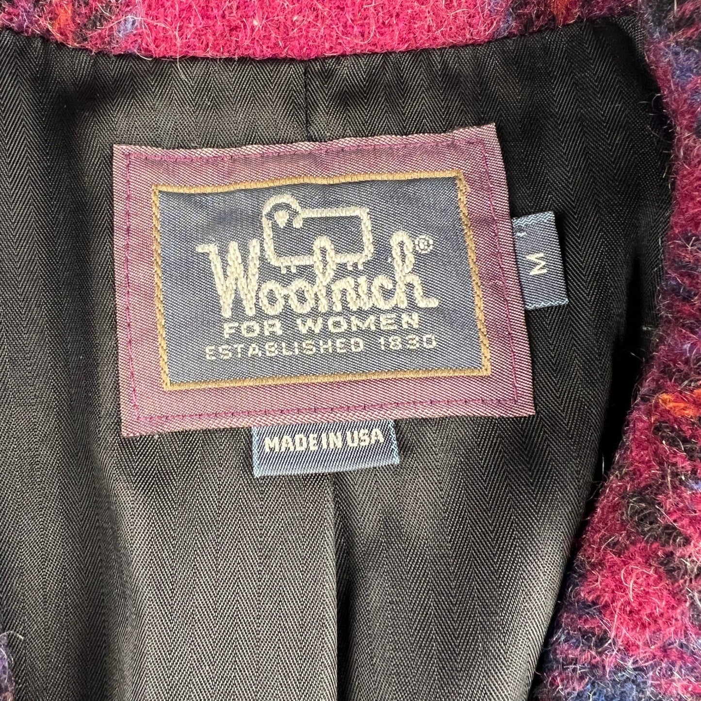 Vintage Woolrich Plaid Wool Blazer Women Medium Made in USA Jacket Dark Academia