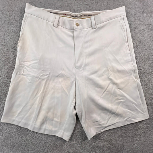 Tommy Bahama Silk Shorts Mens 36 White Relax Flat Front Tropical Beach Casual