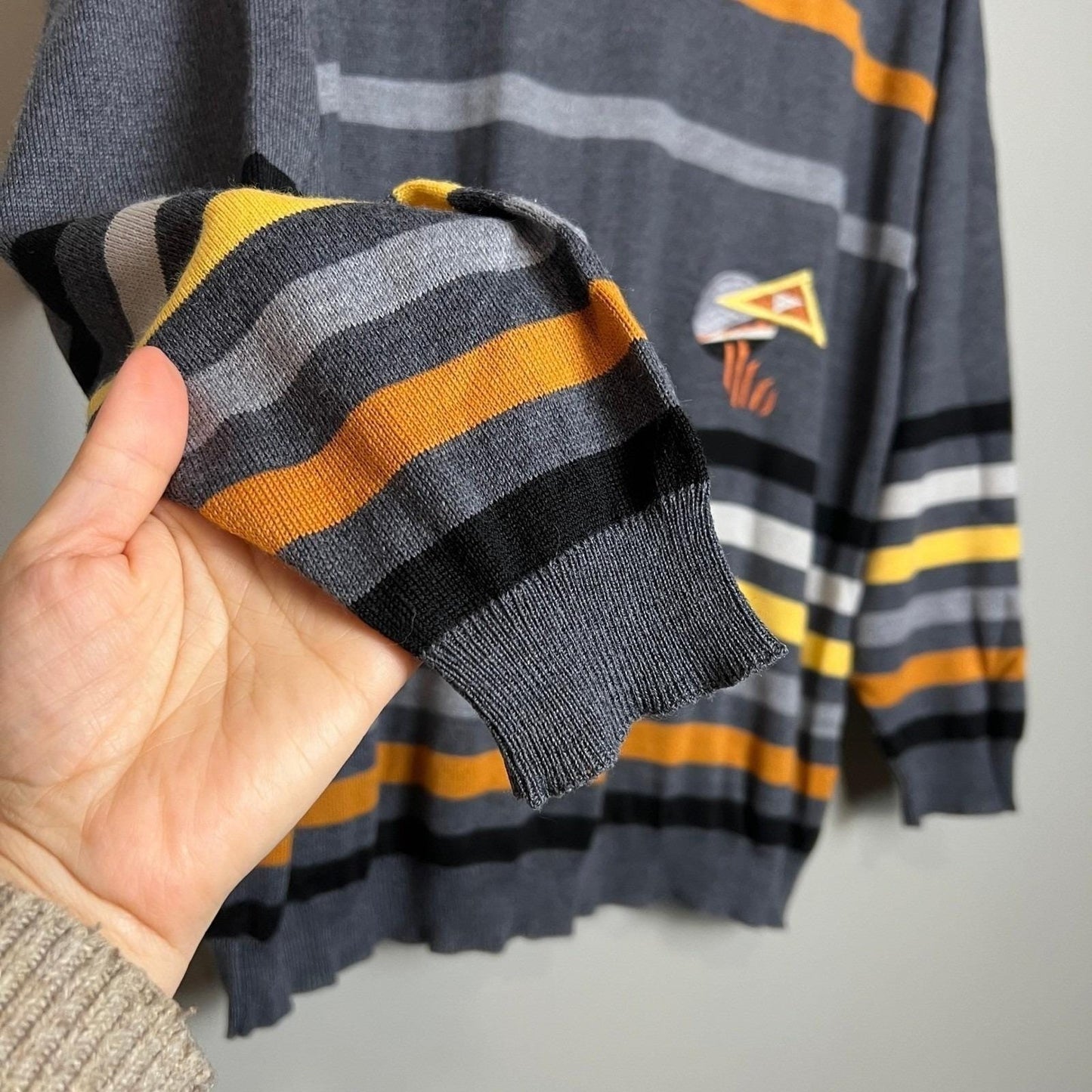 VTG Y2K 80s Lucia Sweater Women's Medium Striped Knit Colorful Funky Retro