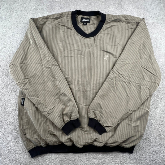 Ashworth Men's V-Neck XL Pullover Olive Herringbone Golf Windshirt Skater