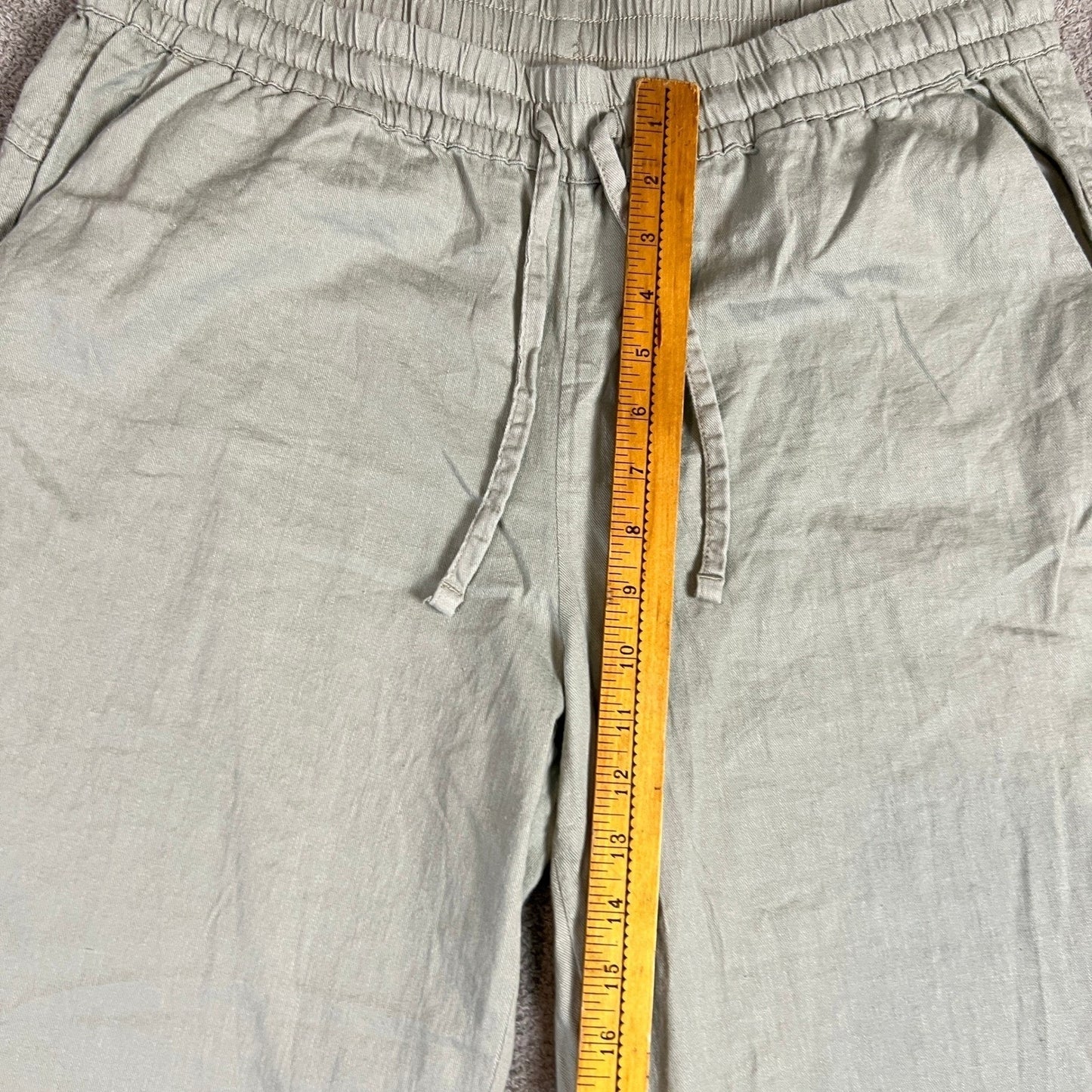 32 Degrees Cool Pants Linen Blend Women's M Light Green Drawstring Waist Wide