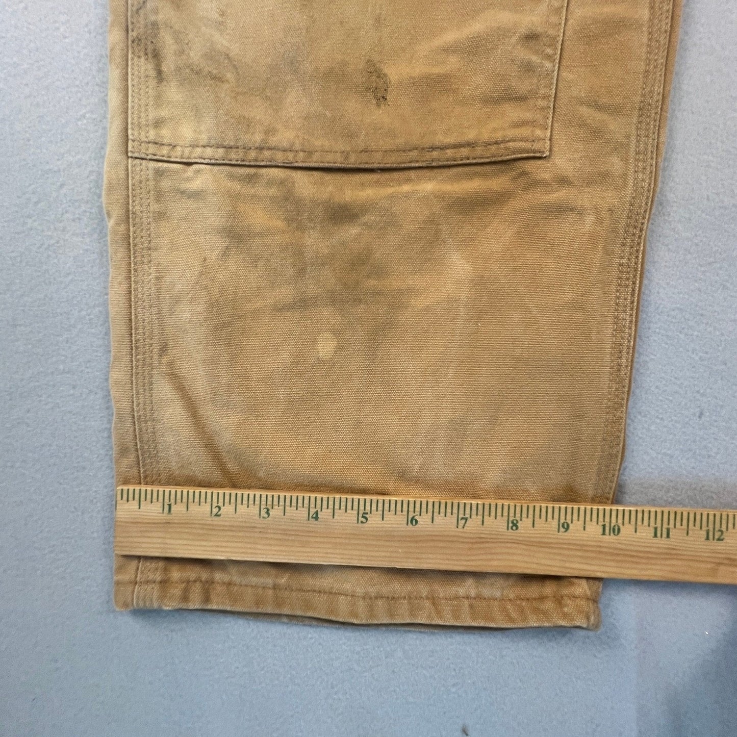 Carhartt Bib Overalls Mens 38x30 Brown R01 BRN Double Knee Workwear Distressed