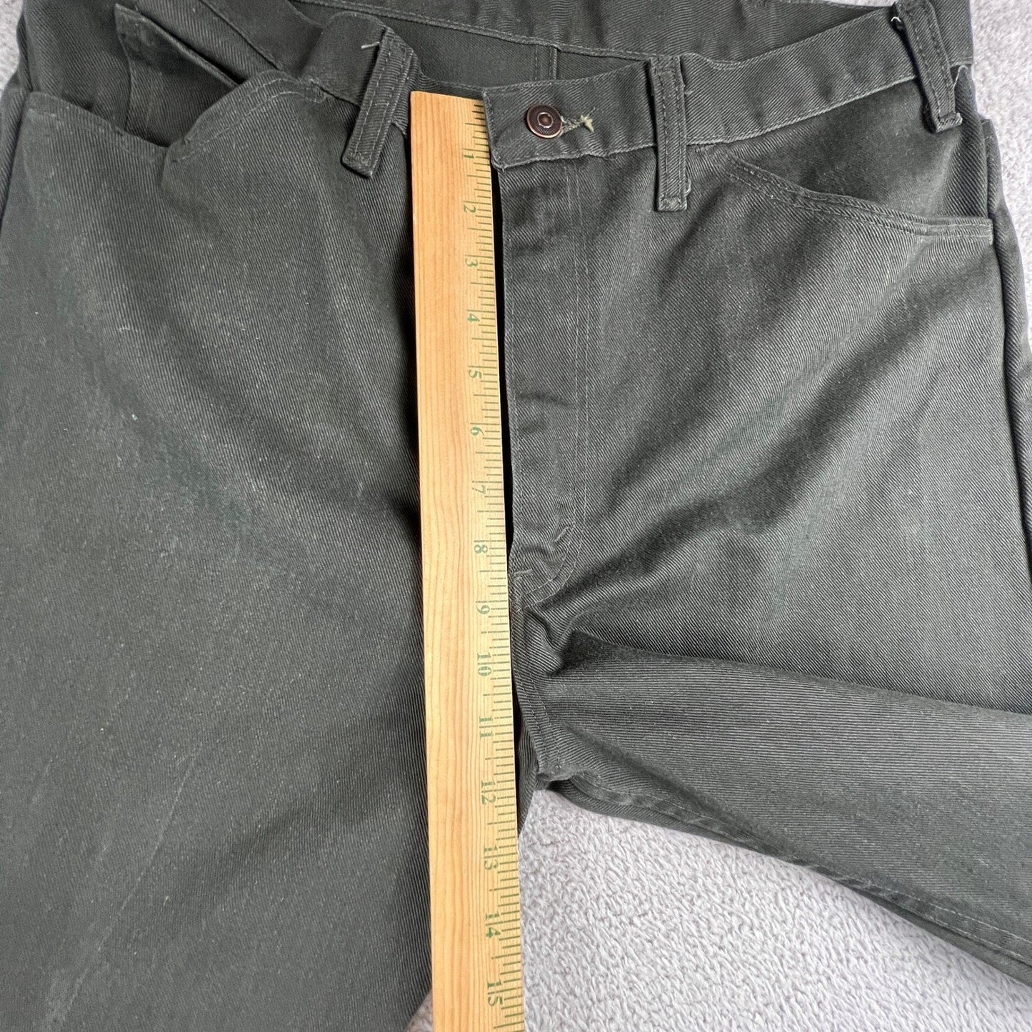 Vintage Work Pants Mens 31x31 Green No-Iron Twill Straight Leg Trousers