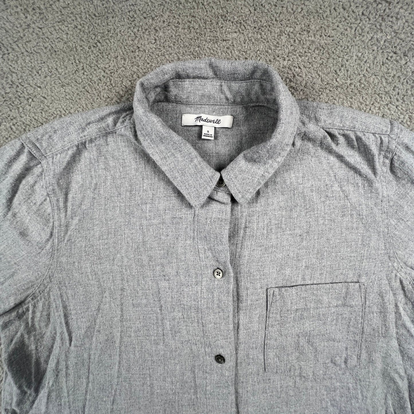 Madewell Cotton Shirt Womens Small Gray Button Up Long Sleeve Casual Minimalist