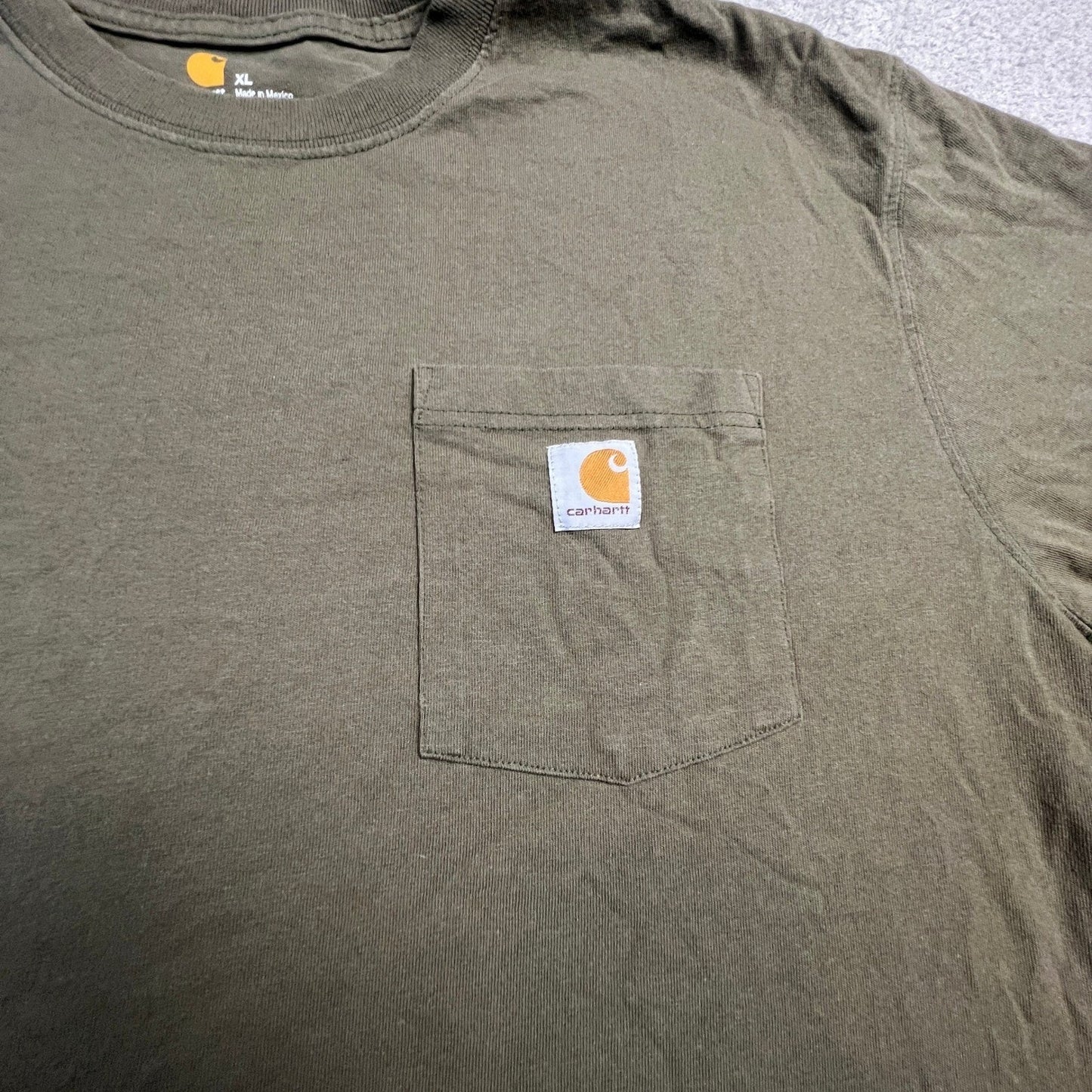 Carhartt K87 Mens XL Green Original Fit Short Sleeve Pocket T Shirt Daily Wear
