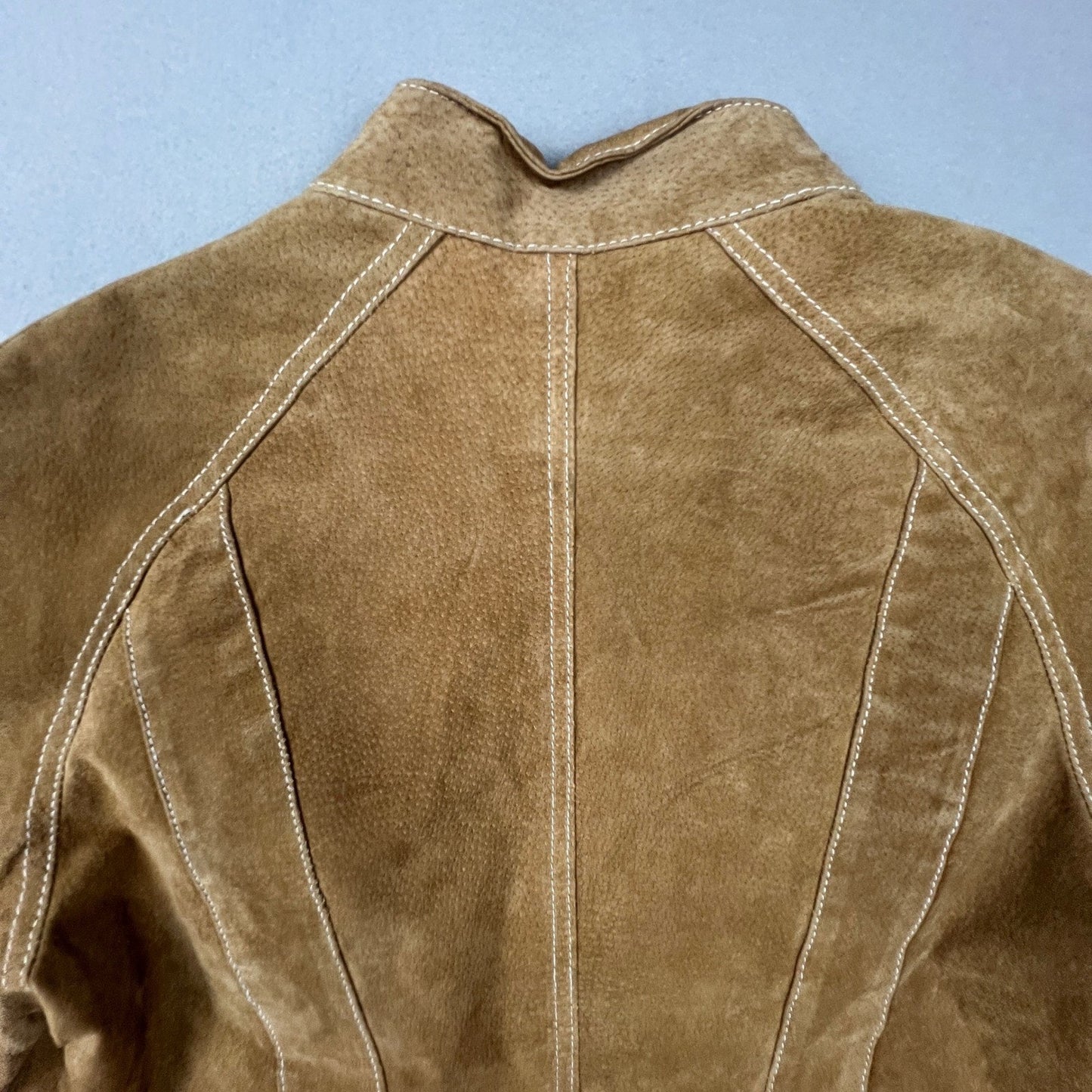 Wilsons Leather Maxima Jacket Womens L Brown Suede Contrast Stitch Moto Western