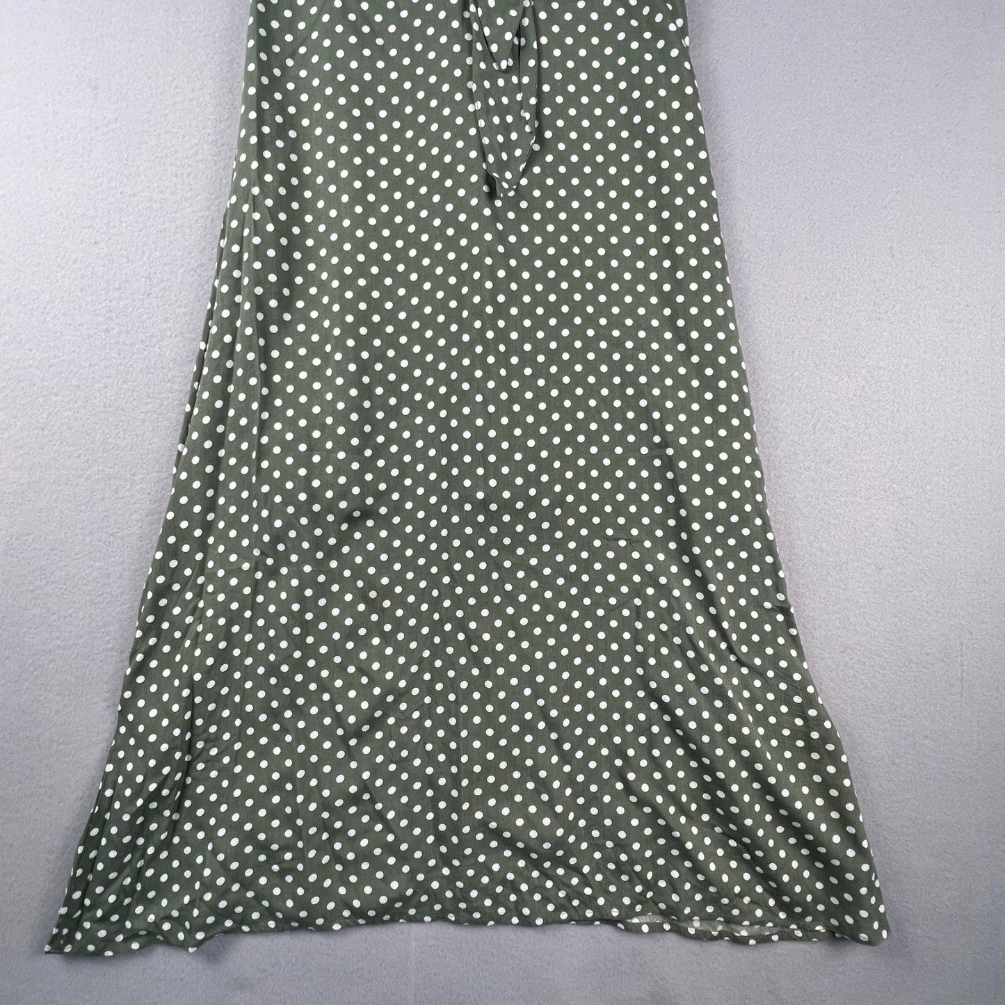 Anthropologie Grade & Gather Midi Dress Womens M Green Polka Dot Summer Casual