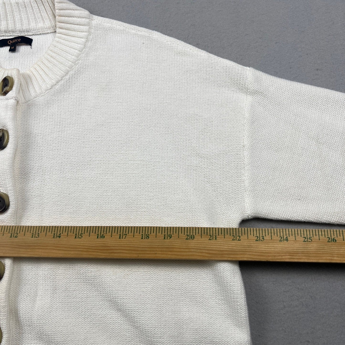 Quince Cardigan Sweater Womens M White Organic Cotton Cropped Knit Minimalist