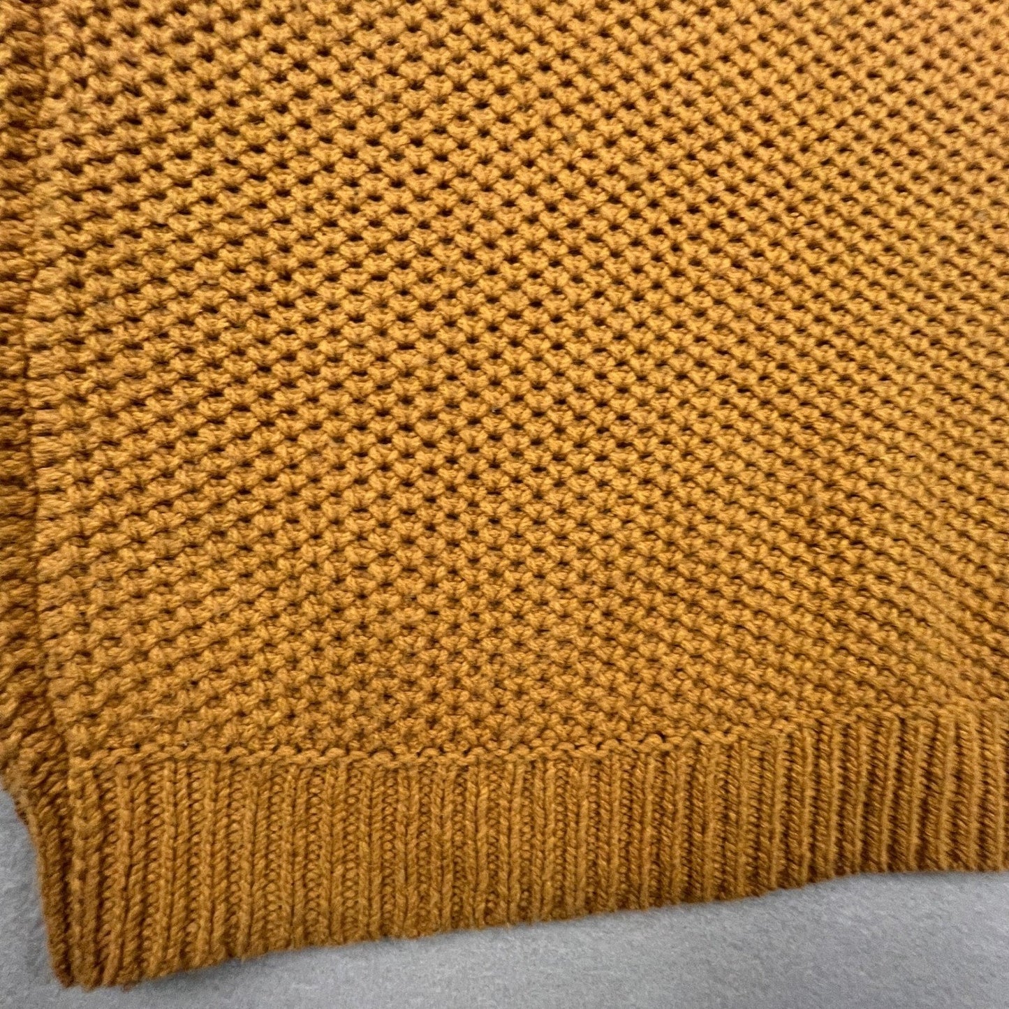 Outerknown Sweater Mens M Mustard Yellow Wool Organic Cotton Waffle Knit Coastal