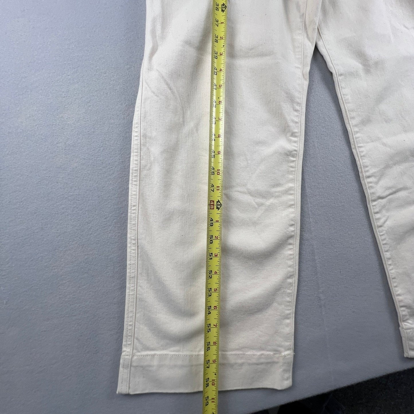 Denim Overalls Womens Medium Cream Wide Leg Cotton Stretch Boho Casual UpWest