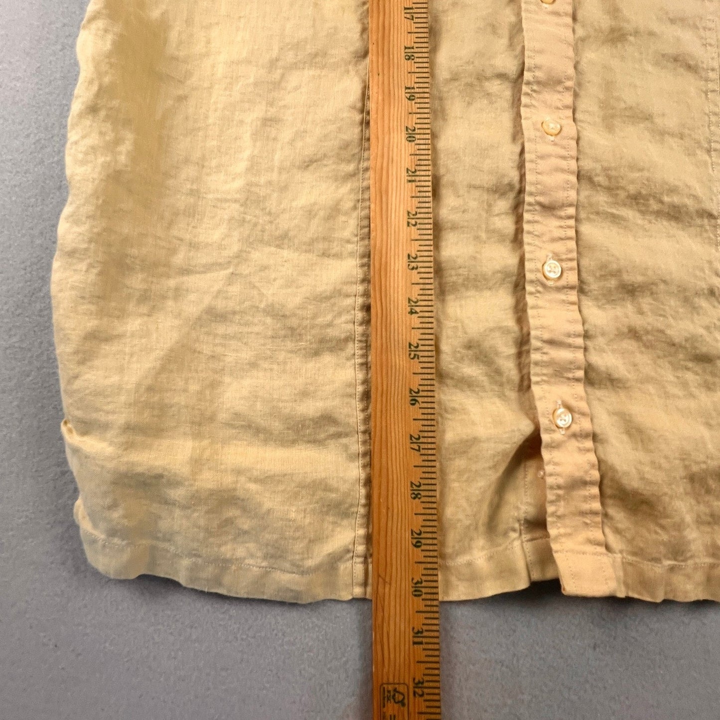 iTailor Button Down Shirt Mens XL Tan Orange Contrast Cotton Linen Beach Summer