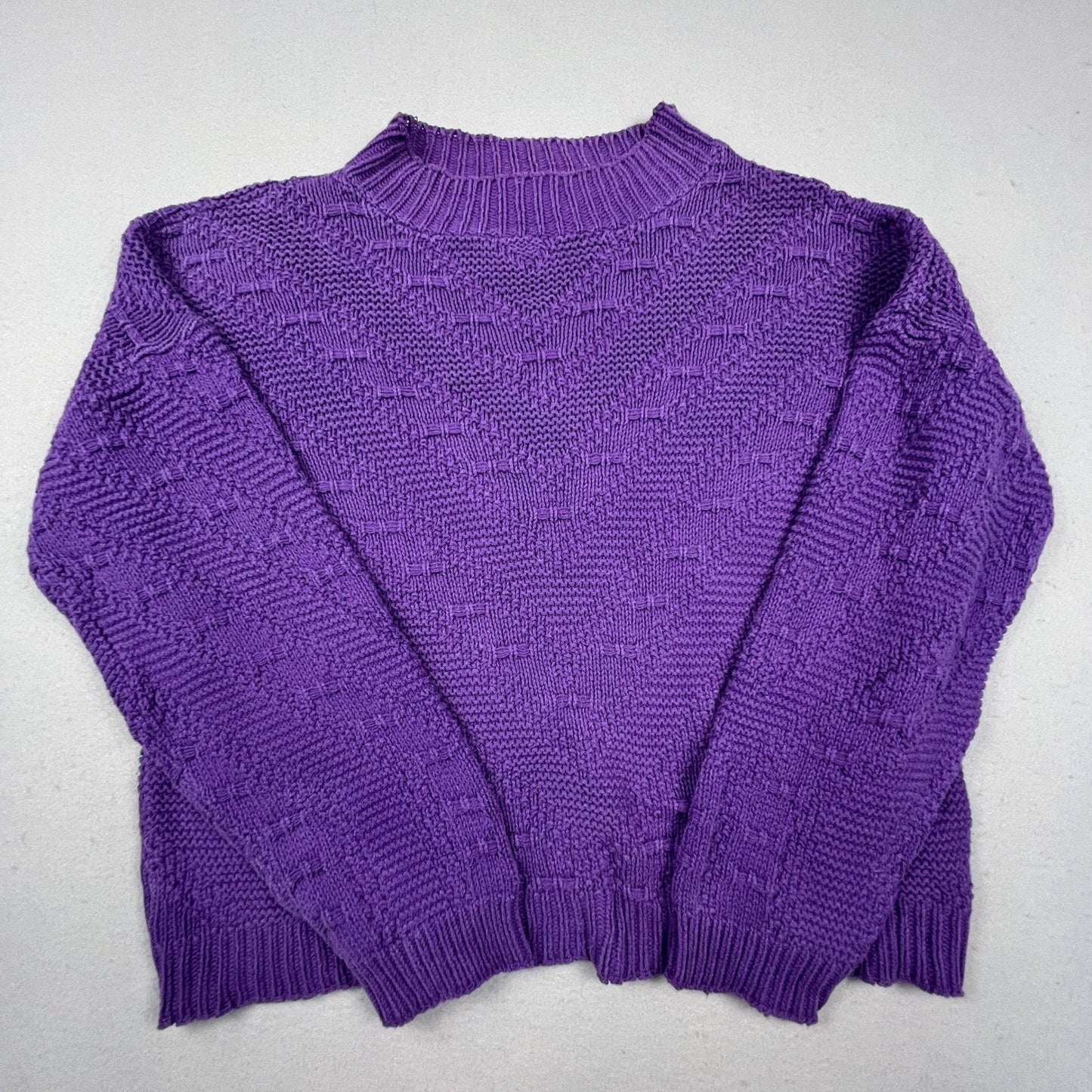 VTG L.S.A. Classics Knit Sweater Womens XL Purple Textured Cotton USA Made