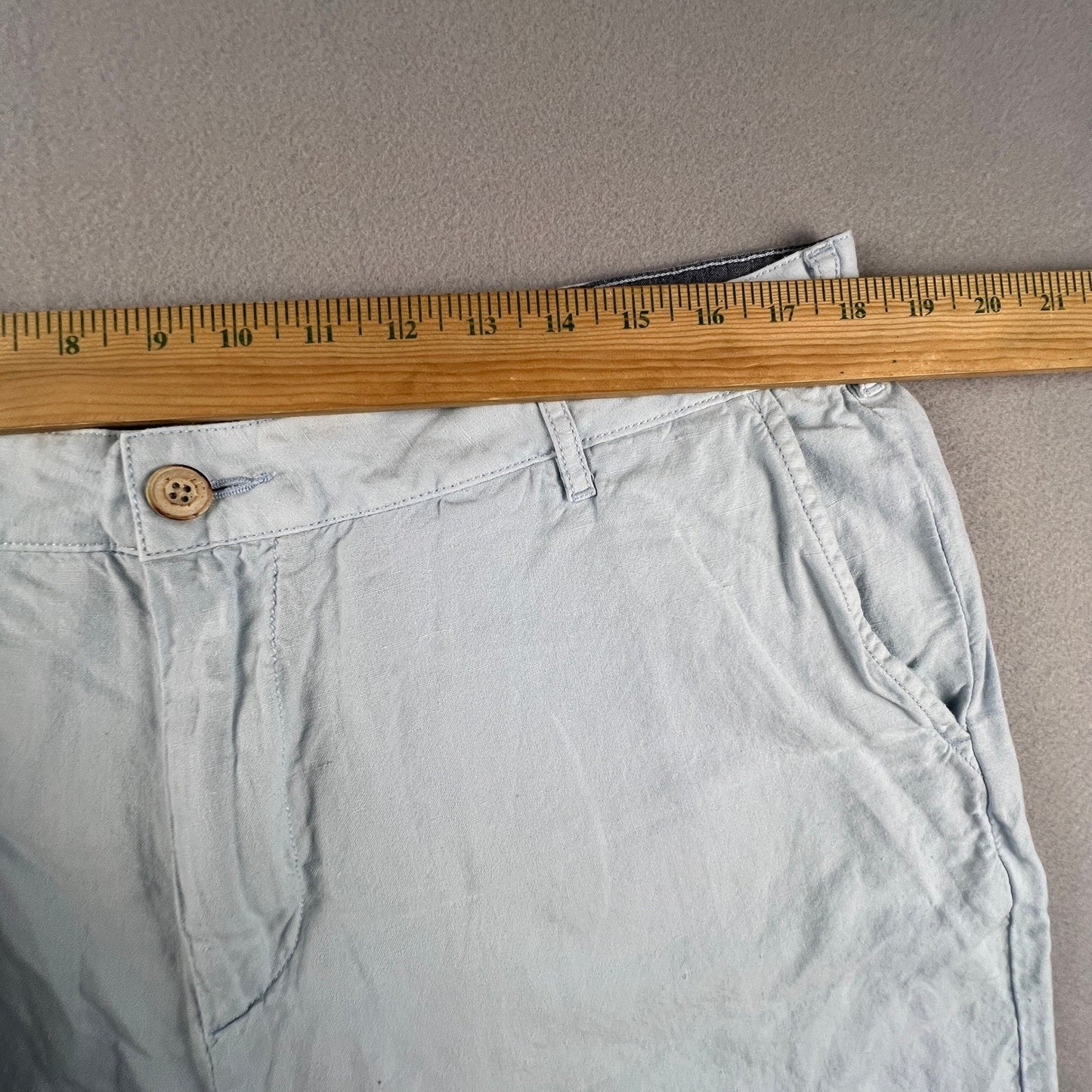 Faherty Shorts Mens 36 Light Blue Linen Blend Flat Front Casual Summer Beach