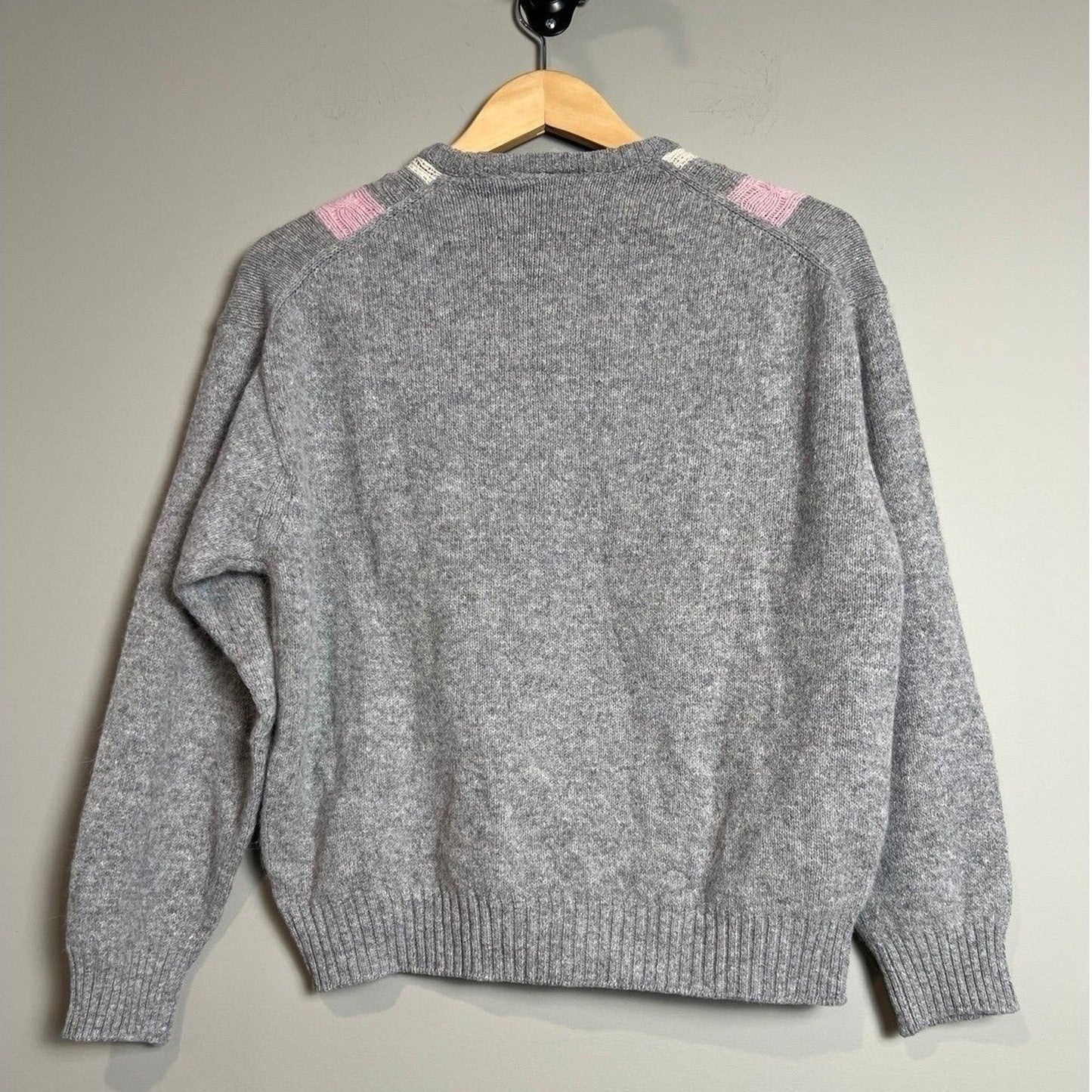 Cable Knit Sweater Womens Gray Pink Preppy Soft Girl Cozy Luxury