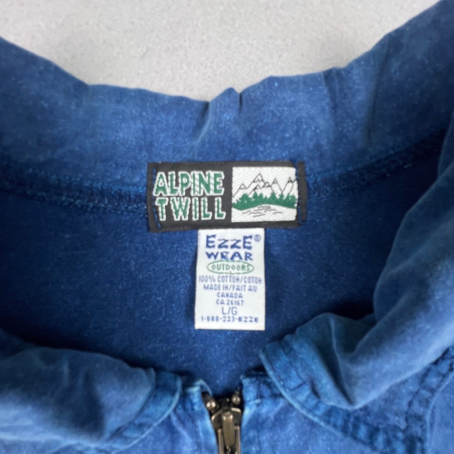 Vintage Ezze Wear Alpine Twill Jacket Large Blue Cotton Full Zip Workwear Coat