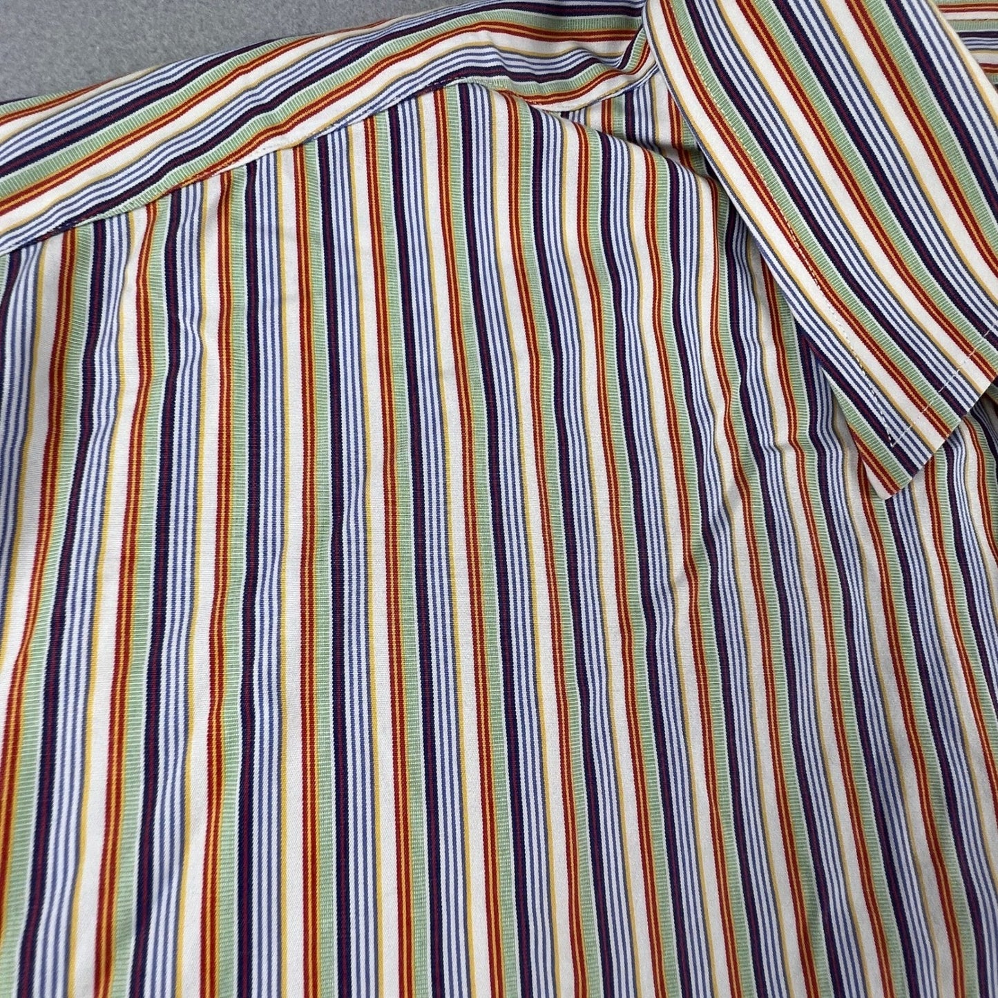 VTG J.Crew Button Down Shirt Mens L Color Stripe 100s 2 Ply Hong Kong Business