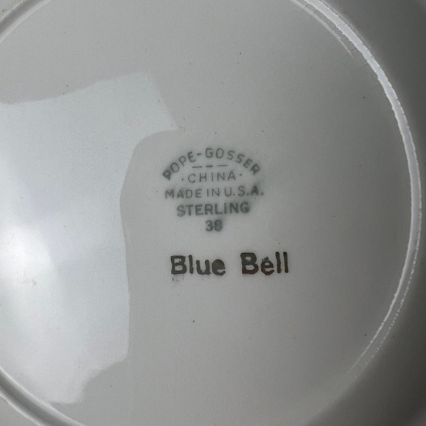 VTG 50s Pope-Gosser Blue Bell Bread Plates Set of 4 White Gold Trim Grandmacore