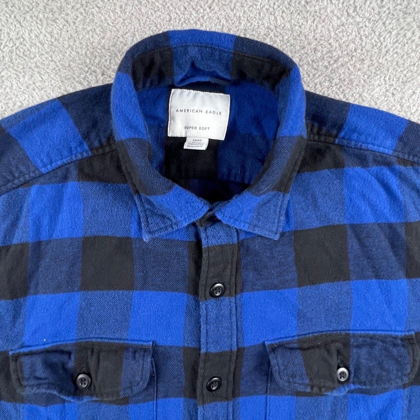 100% Cotton Flannel Shirt Mens Small Buffalo Plaid Super Soft American Eagle