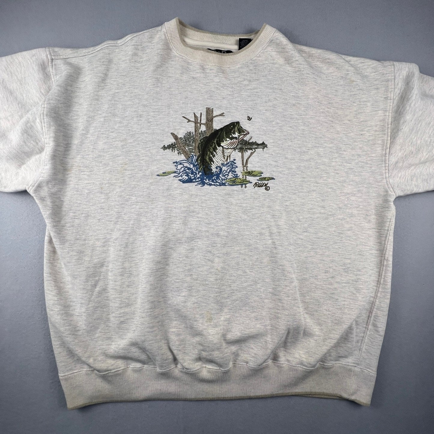 VTG C&B Sport Sweatshirt Mens XXL Gray Bass Fishing Embroidered Cabin Woods Camp