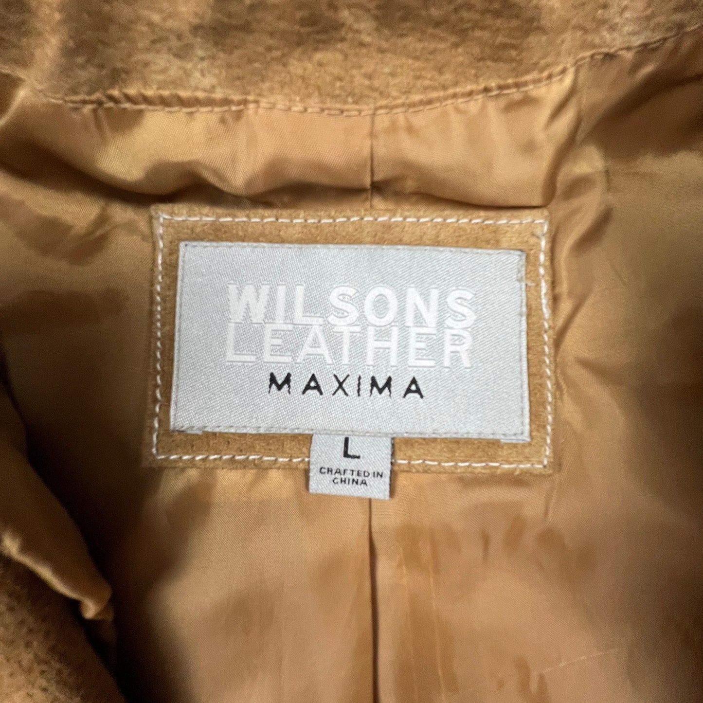 Wilsons Leather Maxima Jacket Womens L Brown Suede Contrast Stitch Moto Western