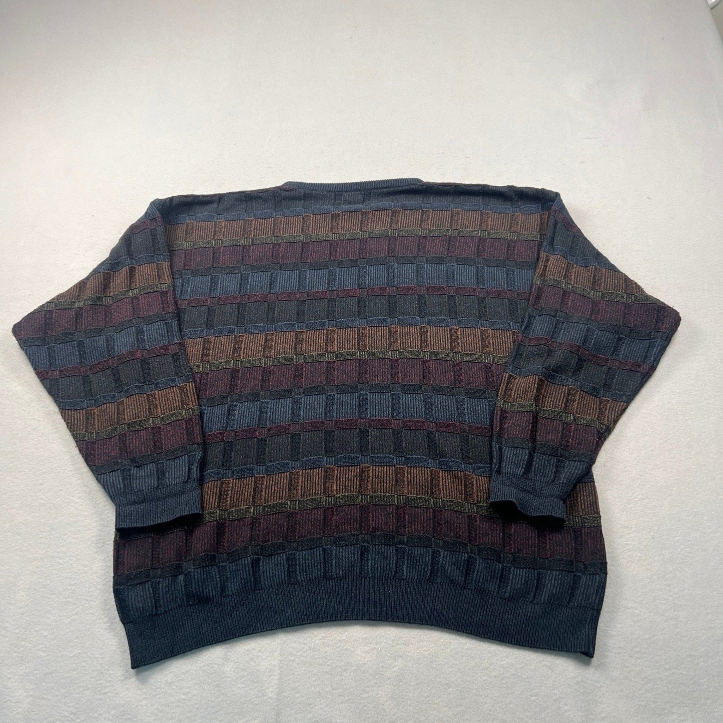 VTG San Mateo Island Sweater Mens XXL Geometric Knit 90s Coogi Style Retro