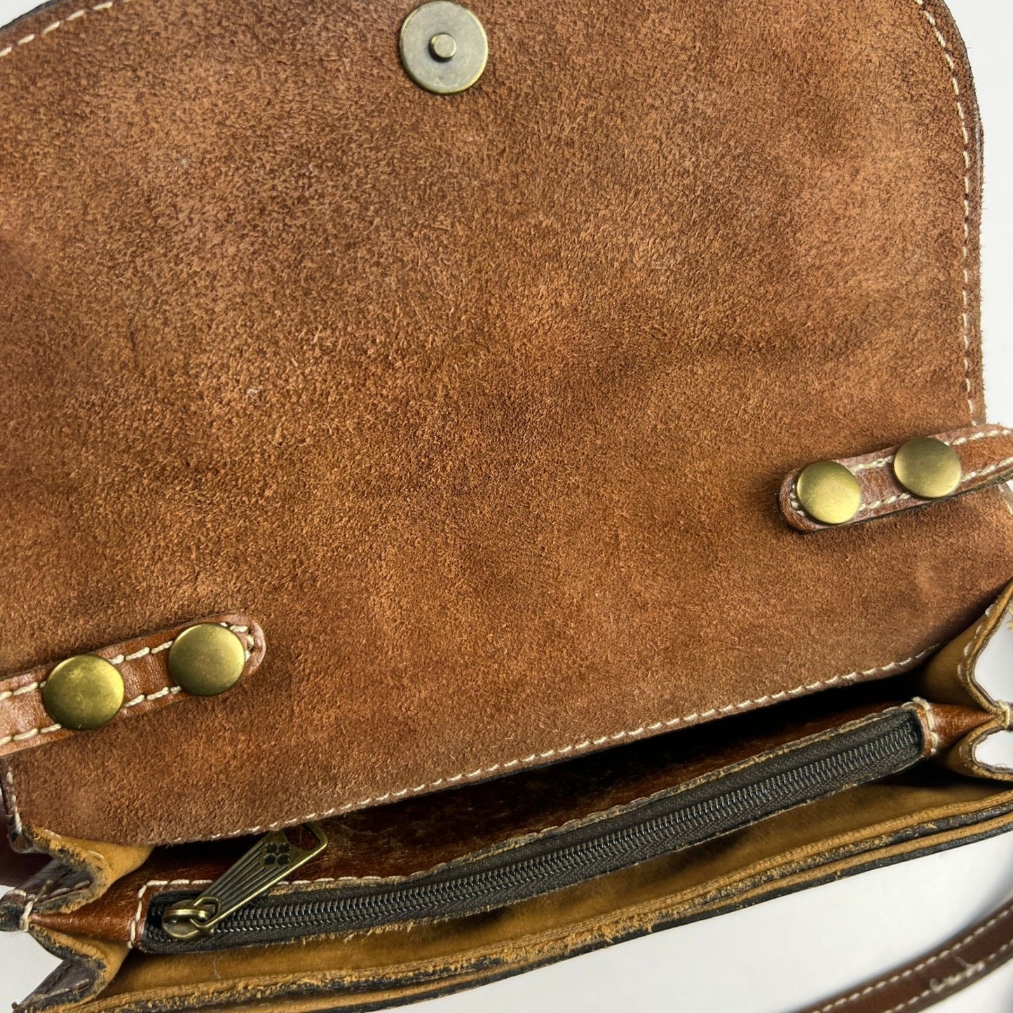 Patricia Nash Tooled Leather Crossbody Bag Tan Floral Embossed Vintage Boho