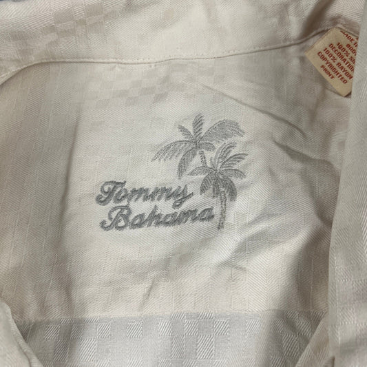 Tommy Bahama Lip Out Martini Shirt Mens Large Cream Silk Embroidered Camp Golf