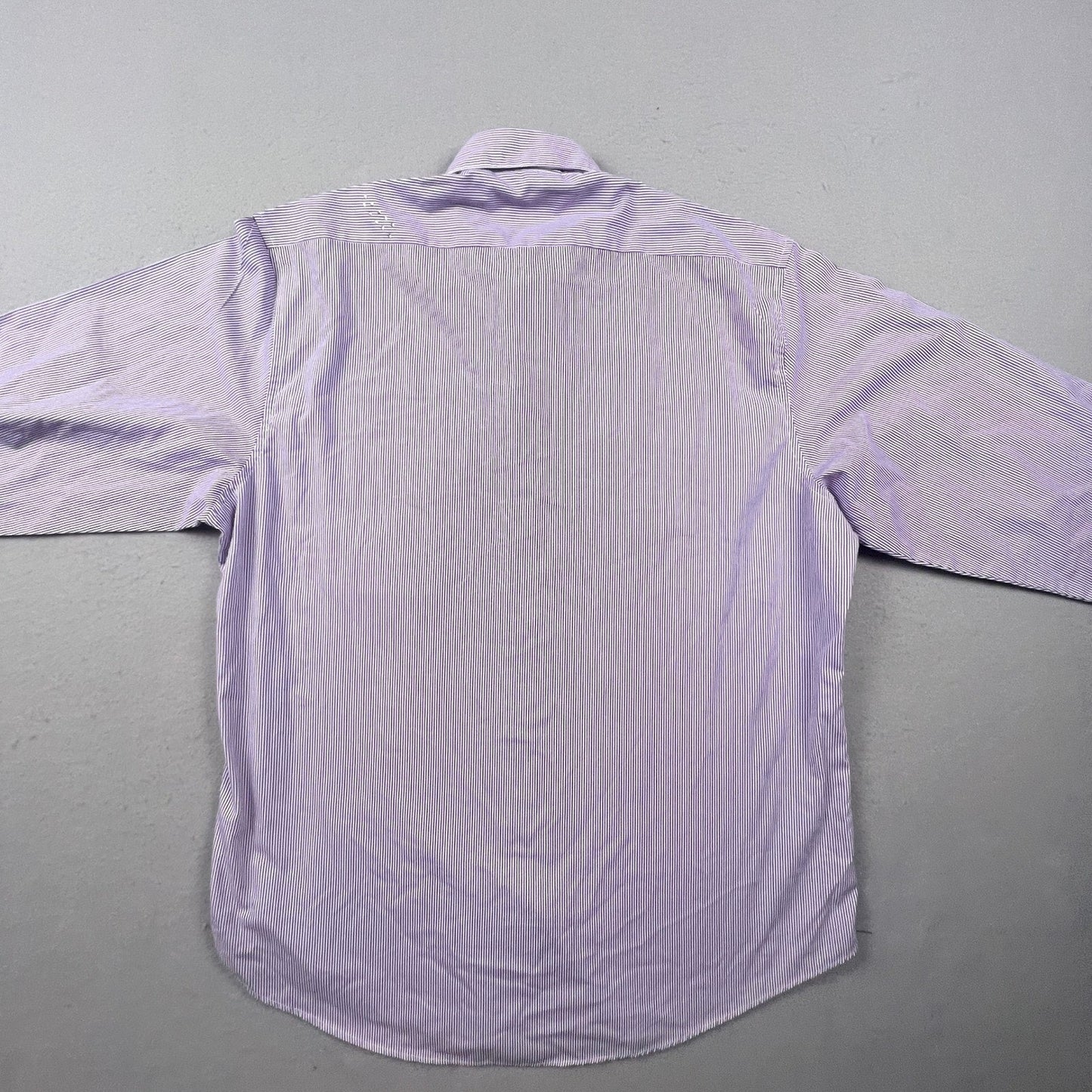 VTG Las Olas Button Down Shirt Womens L Purple Pinstripe Rhinestone Fashion Art