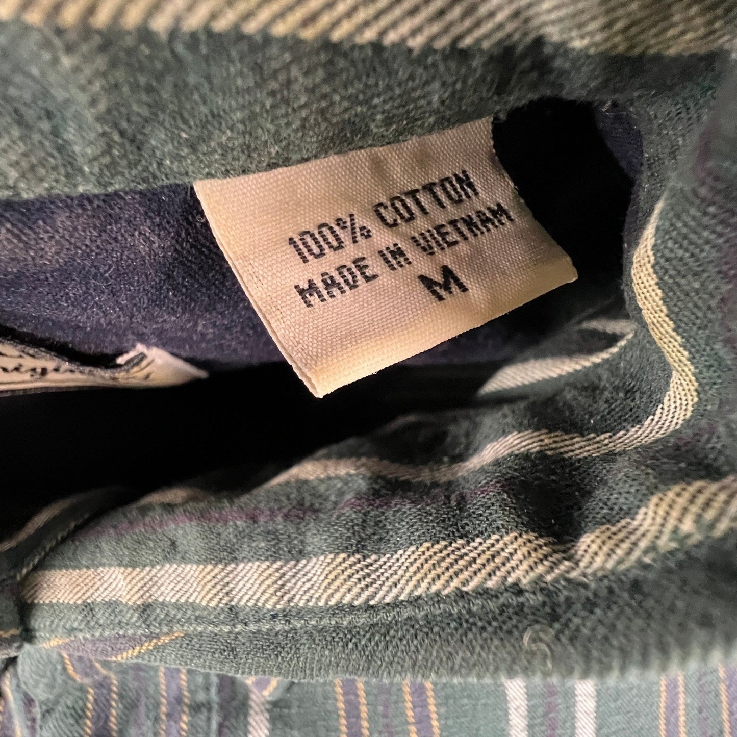 VTG Bugle Boy Button Down Shirt Mens Medium Green Striped Cotton Long Sleeve