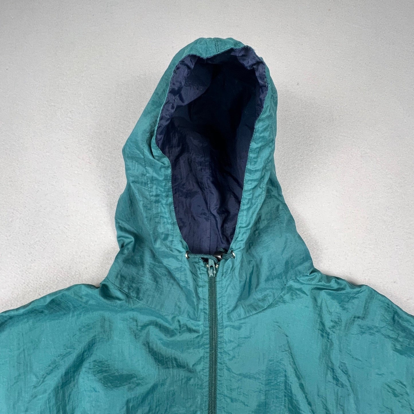 Honors Windbreaker Anorak Mens Large Green Vintage 1/4 Zip Hooded Pouch Pocket