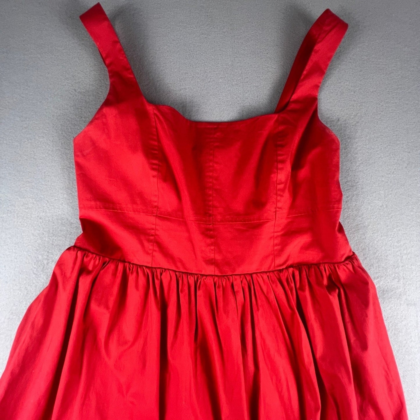 Red Cotton Blend Maxi Dress L Smocked Back A Line Summer Vacation Chic Classic
