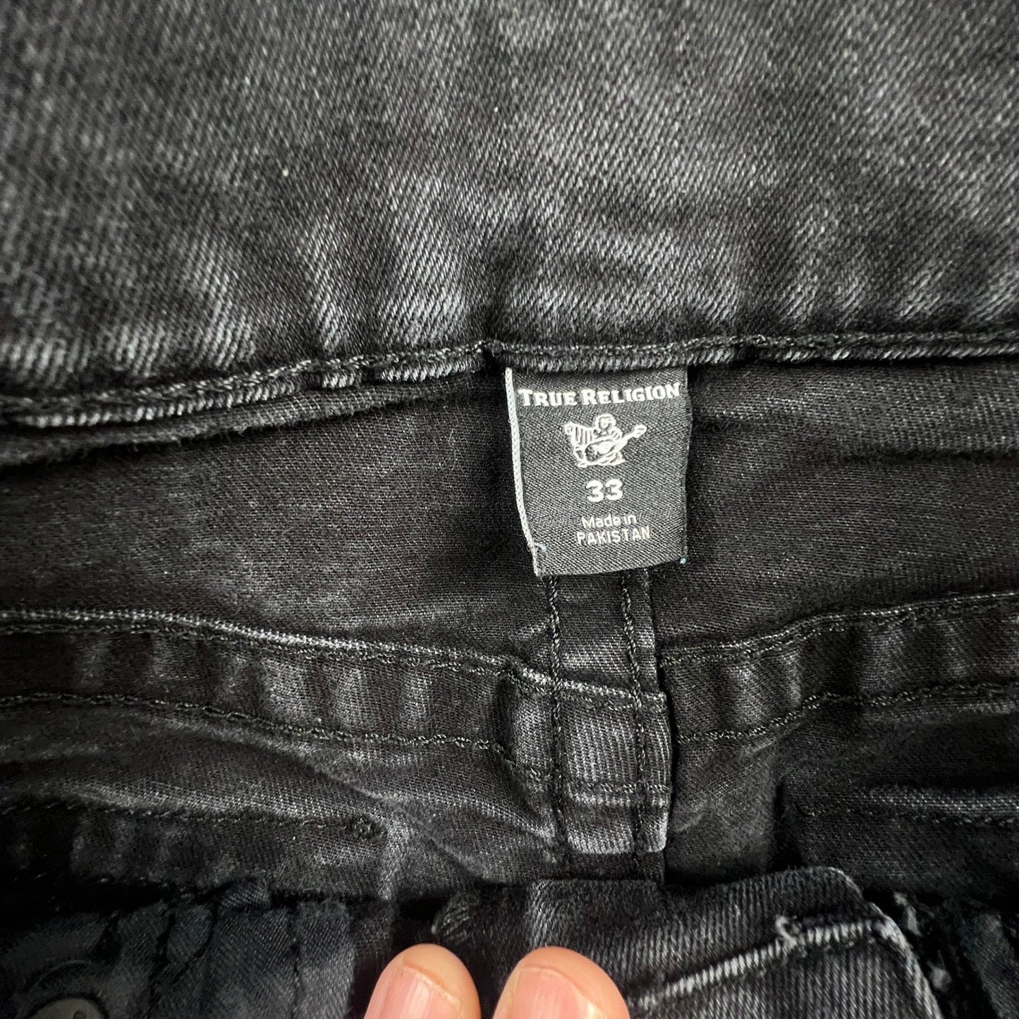 True Religion Skinny Jeans Mens Size 33 Rocco Flap Faded Black