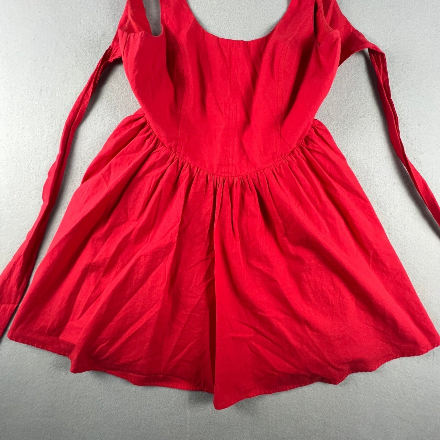 Party Flare Dress Medium Red Open Back Bow Summer Bridal Bridesmaid Cocktail