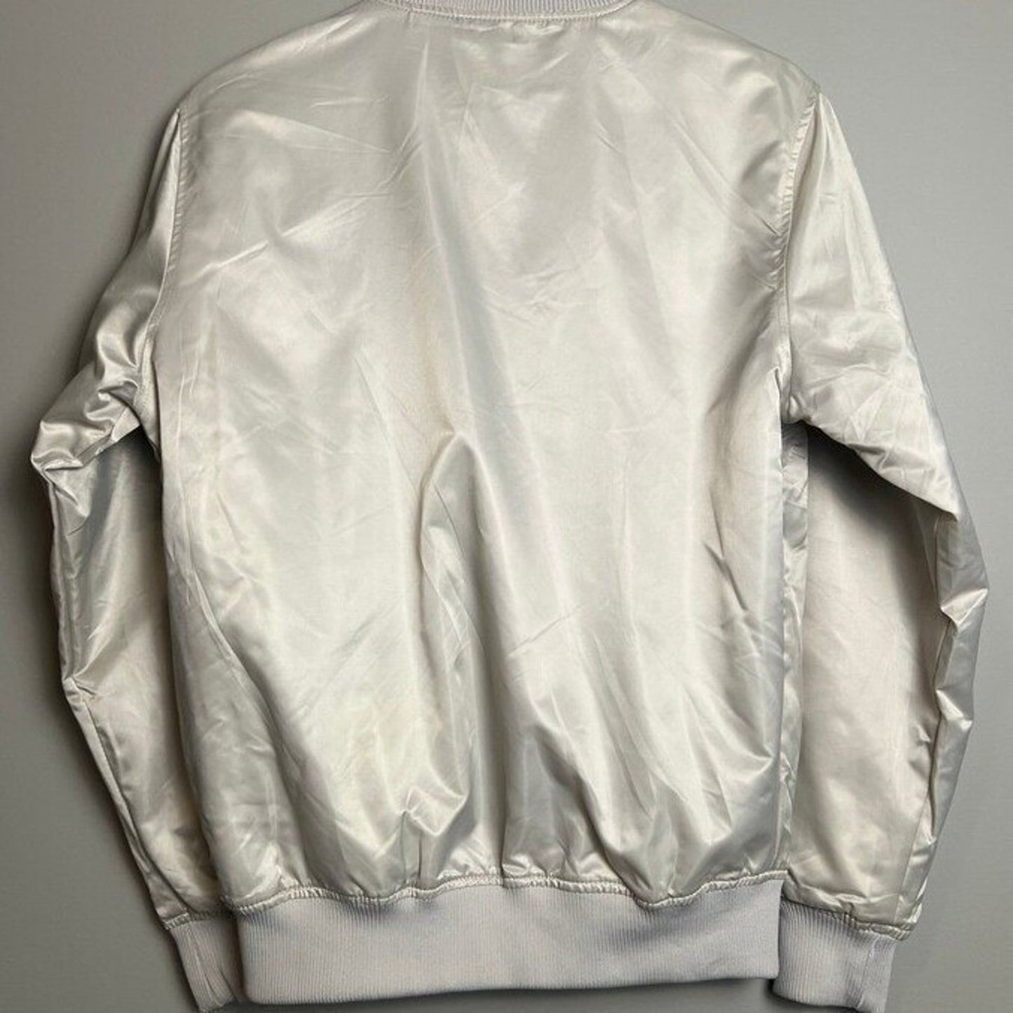 Y2K Roku Studio Bomber Jacket Mens Small NWT Silver Rhinestones Tear Drop Grunge
