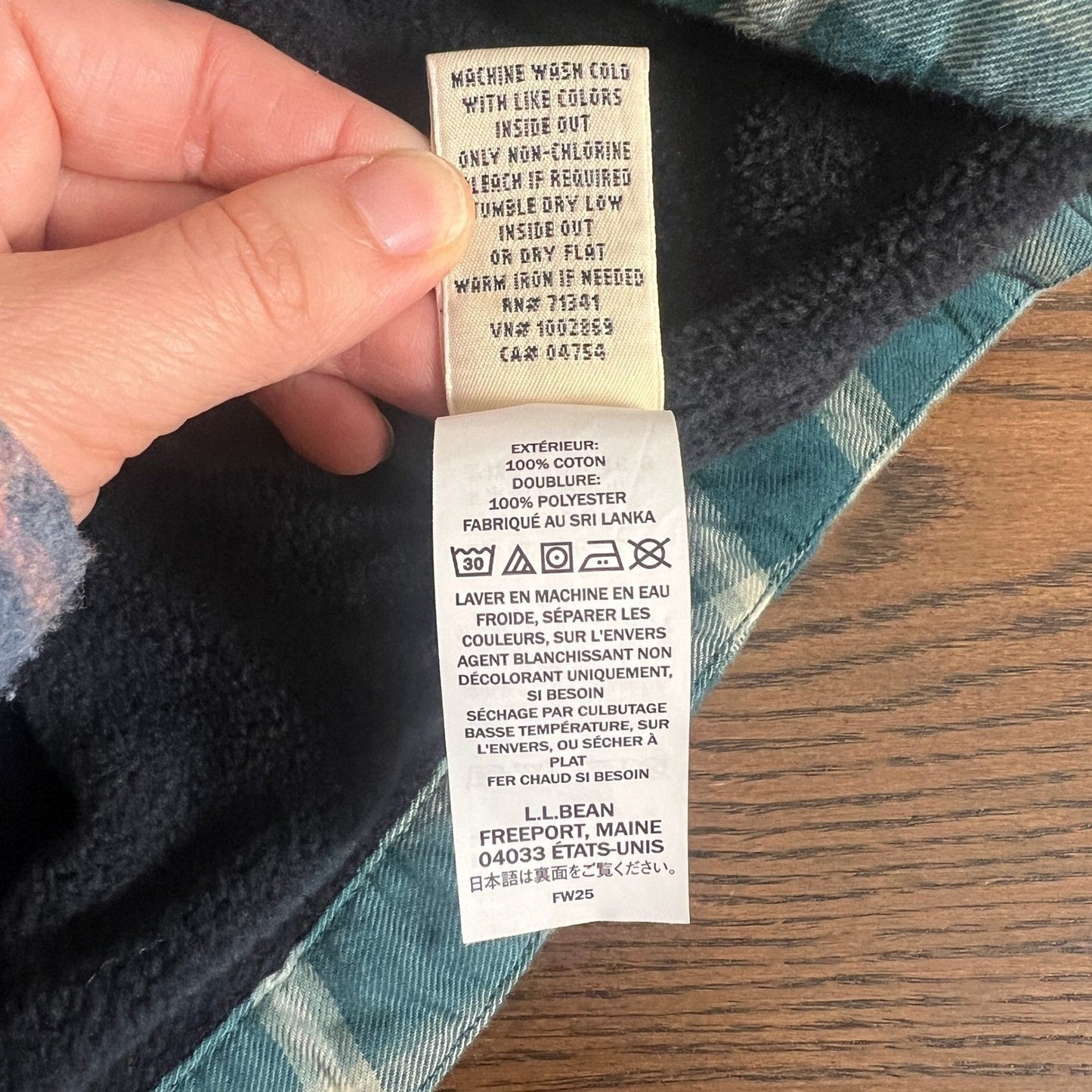 L.L. Bean Fleece Lined Shirt Jacket Mens Medium Plaid Teal/Cream Snap Button