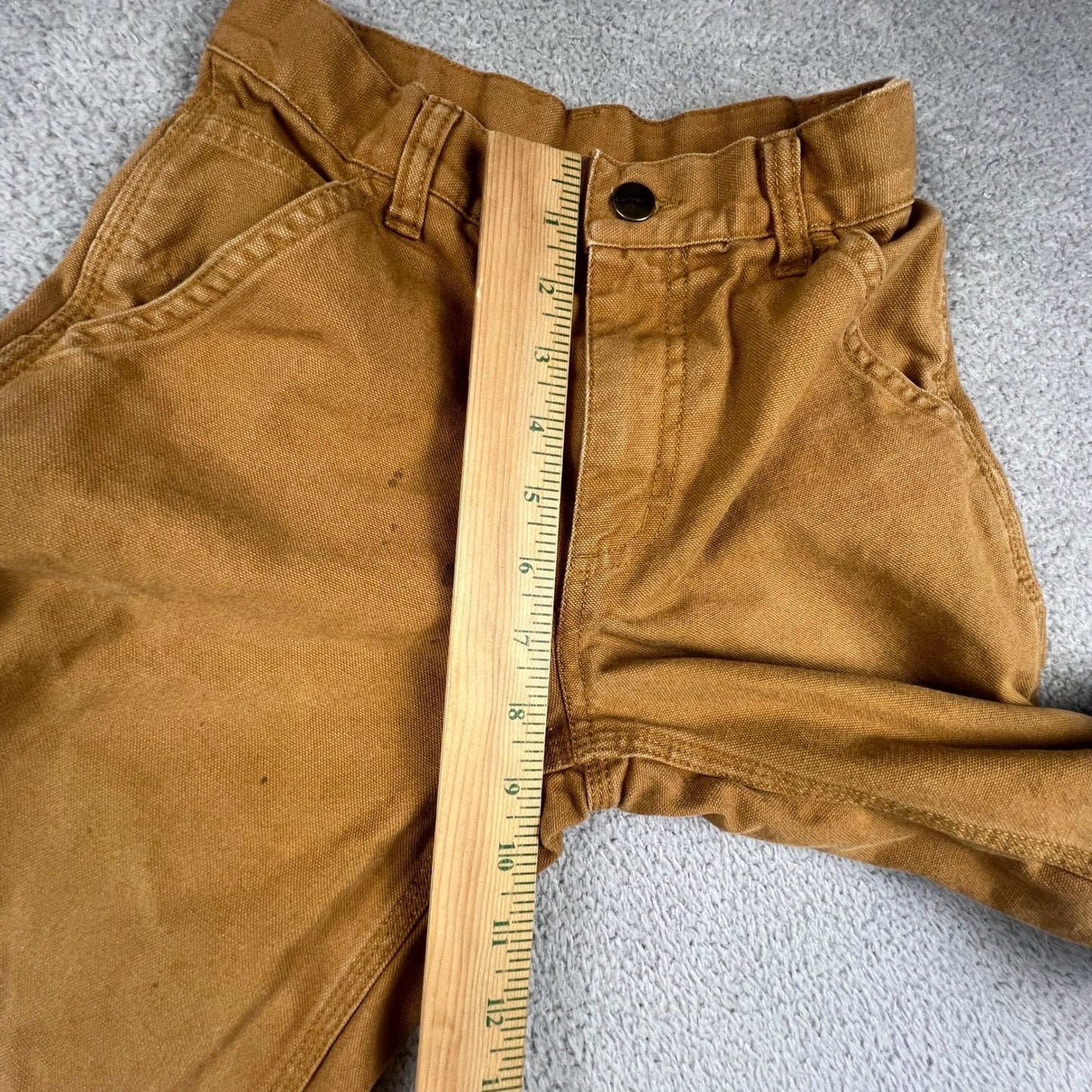 Carhartt Carpenter Pants Kids 8 Brown Flannel Lined Canvas Duck Workwear Utility